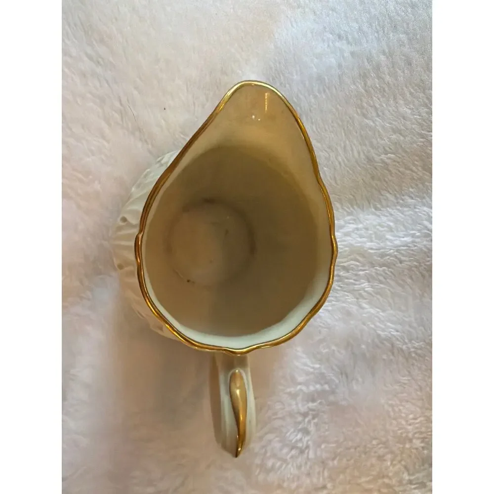 Lenox Cream Gold Trim Creamer Pitcher Leaf Pattern Fine China Made in USA VTG